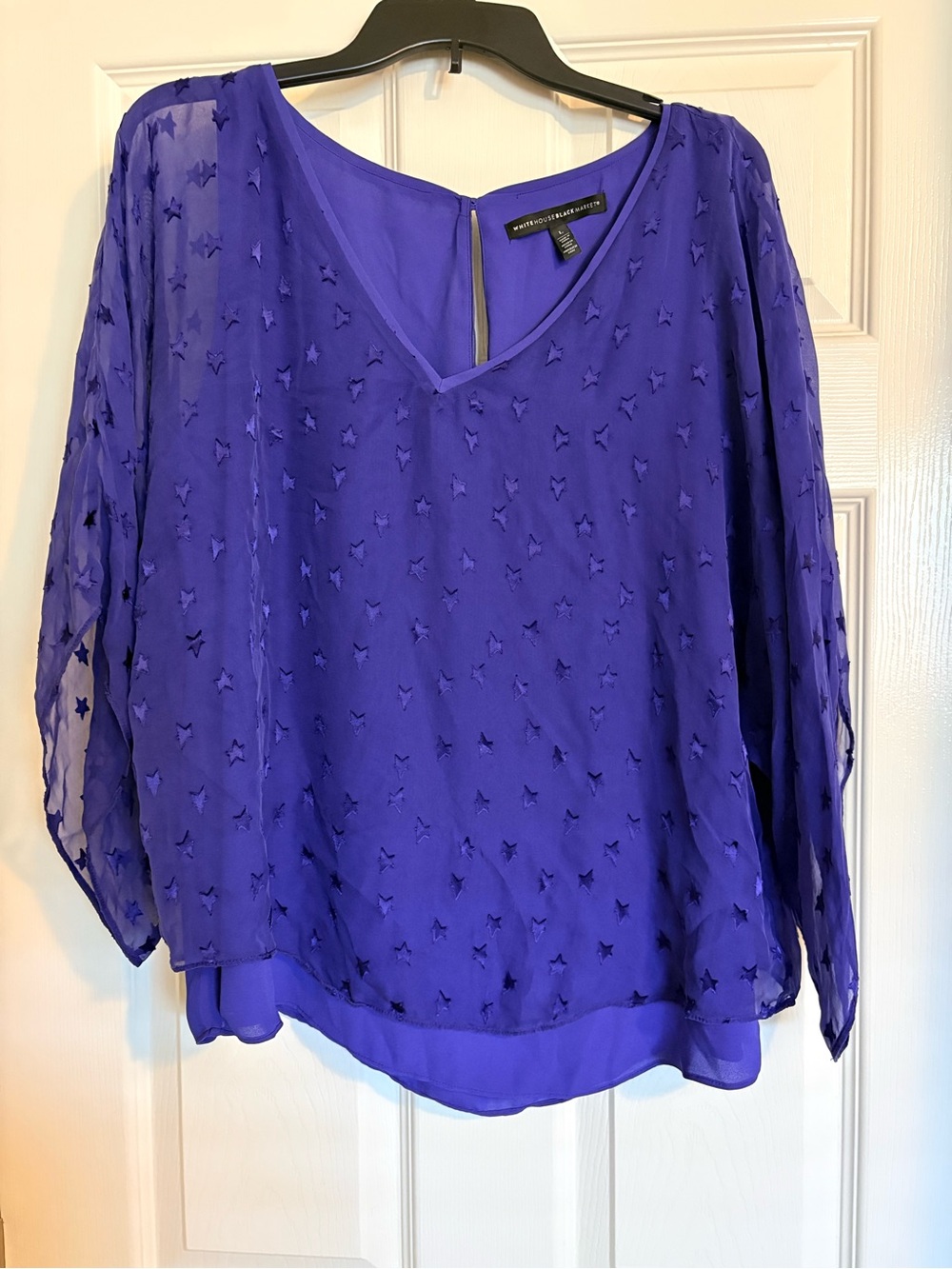 White House Black Market Royal Blue Star-Accent Blouse
